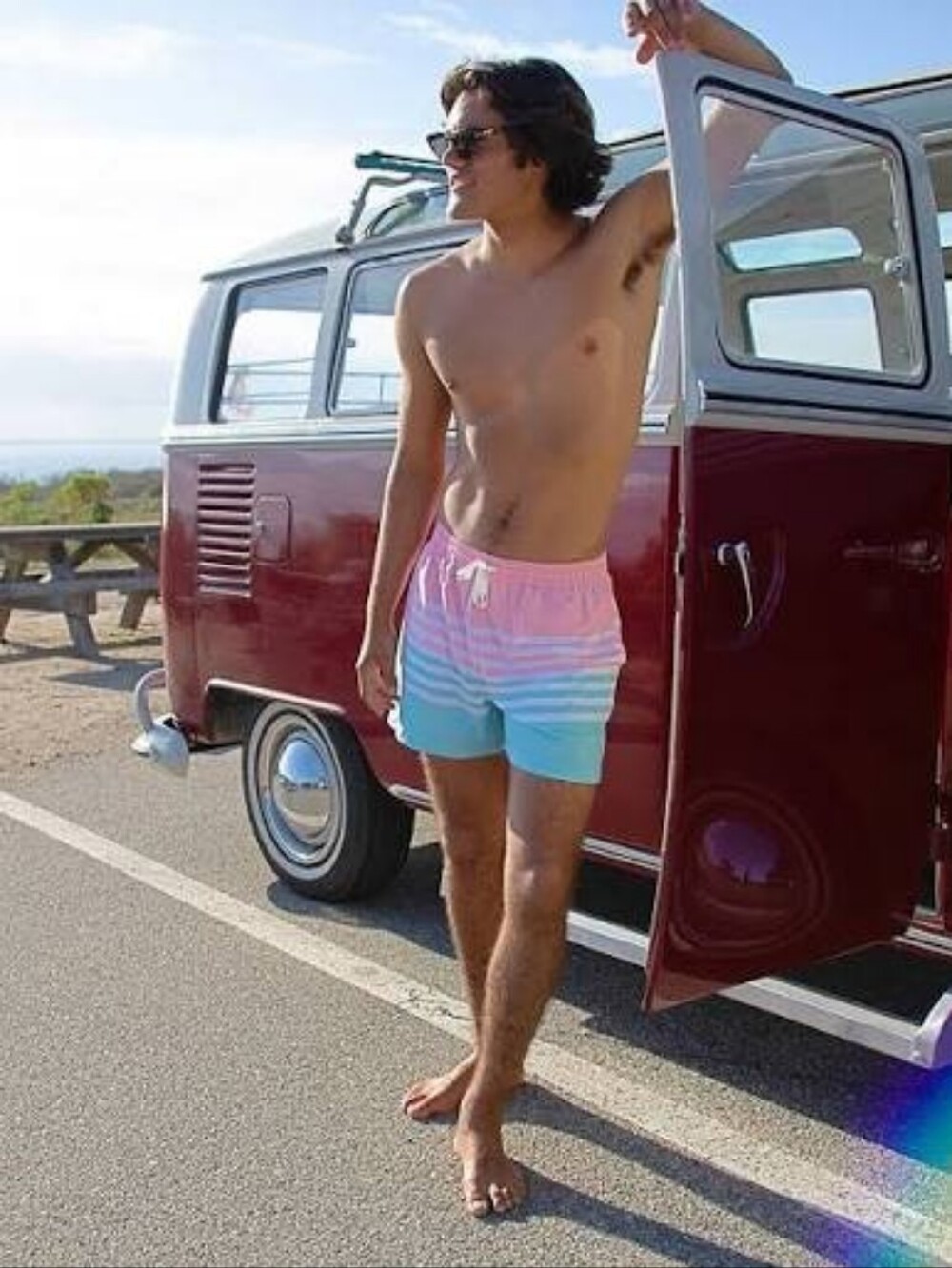 Chubbies Swim Trunks Men Inch Blue White Horizons Brief Mesh Liner Shorts